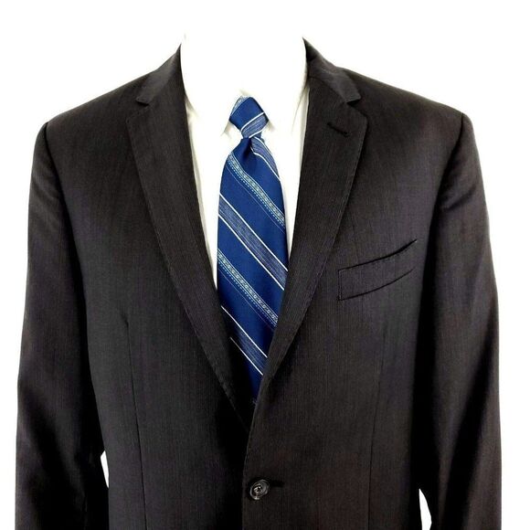 Joseph Jos A Bank Wool 2 Button Blazer 38R Or Slim Fit 40R Brown Gray Striped‎ - Picture 1 of 10